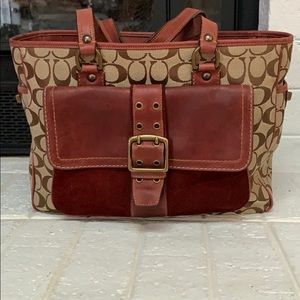 Burgundy coach signature tote